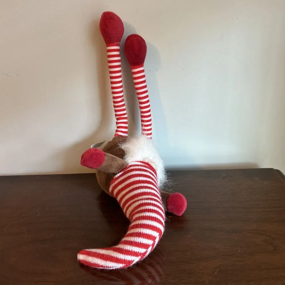 Paw Pals Holiday Christmas Gnome Squeaky Dog Toy Striped 15